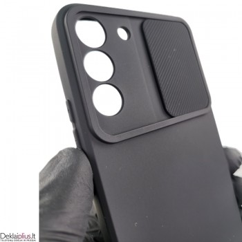 Švelnus guminis dėklas su kameros apsauga - juodas (Samsung S22 Plus)